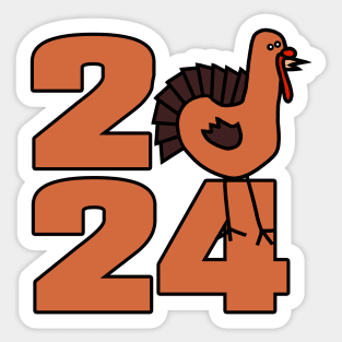 Thanksgiving 2024 with Cute Turkey Sticker